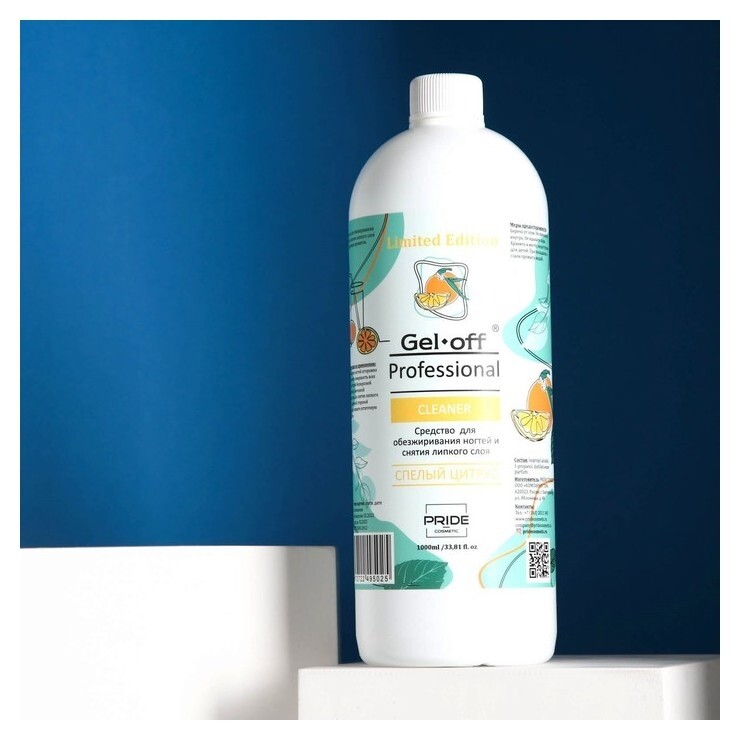 Средство для обезжиривания ногтей и снятия липкого слоя Gel- OFF Cleaner "Спелый цитрус", 1000 мл  Gel-off