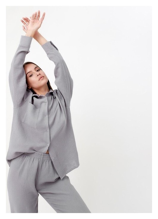 Пижама женская (Рубашка и брюки) Kaftan "Basic" размер 48-50, цвет серый  Kaftan