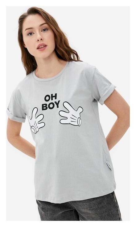 Футболка "Oh Boy" микки маус, серый  