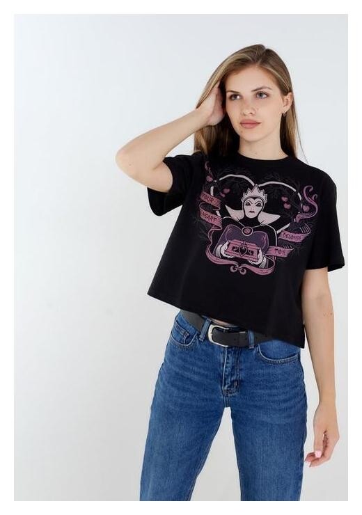 Футболка укороченная «Королева» злодейки, цвет чёрный  