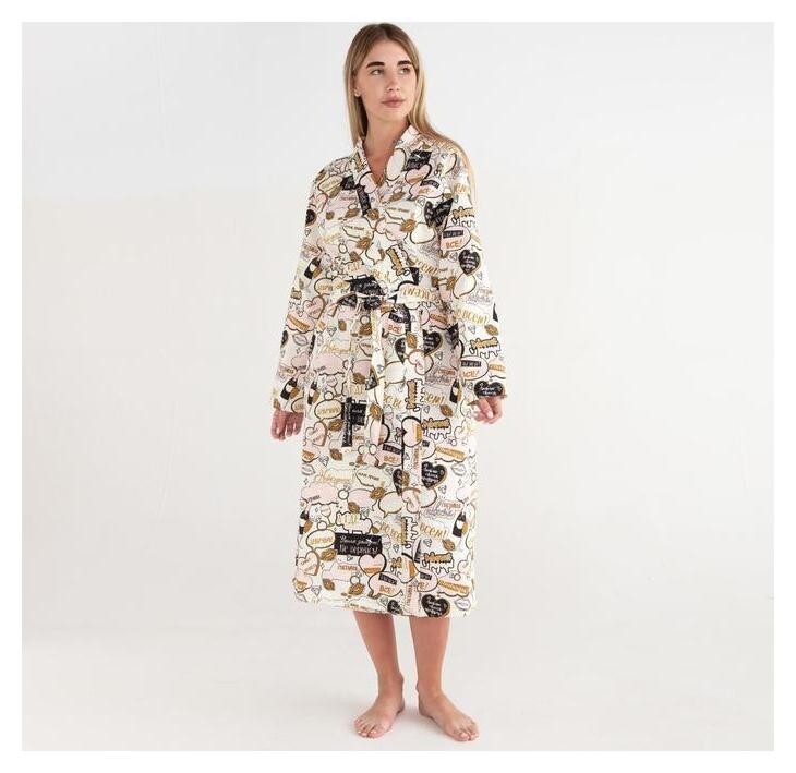 Халат женский удлиннный этель "Девичник" размер 46-48, вафля 200г/м2, 100% хлопок  Этель