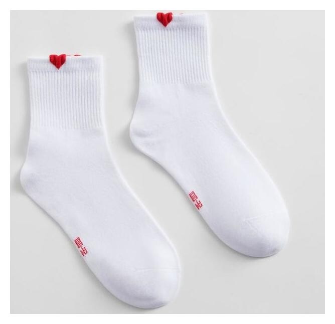 Носки женские Minaku «Сердечки», цвет белый, размер 36-39 (23-25 см)  Minaku