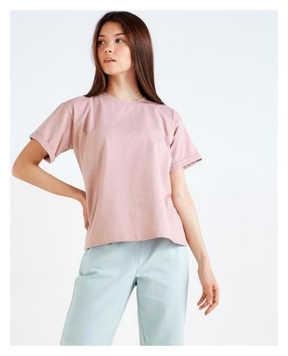 Футболка женская Minaku: Basic Line цвет пудровый, р-р 54  Minaku