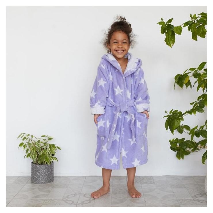 Халат махровый детский крошка Я «Звездочки» размер 28, цвет лаванда, 100% хлопок 360 г/м2  Крошка Я