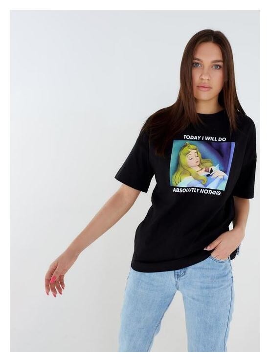 Футболка «Kiss Me» принцессы Oversize, цвет чёрный 