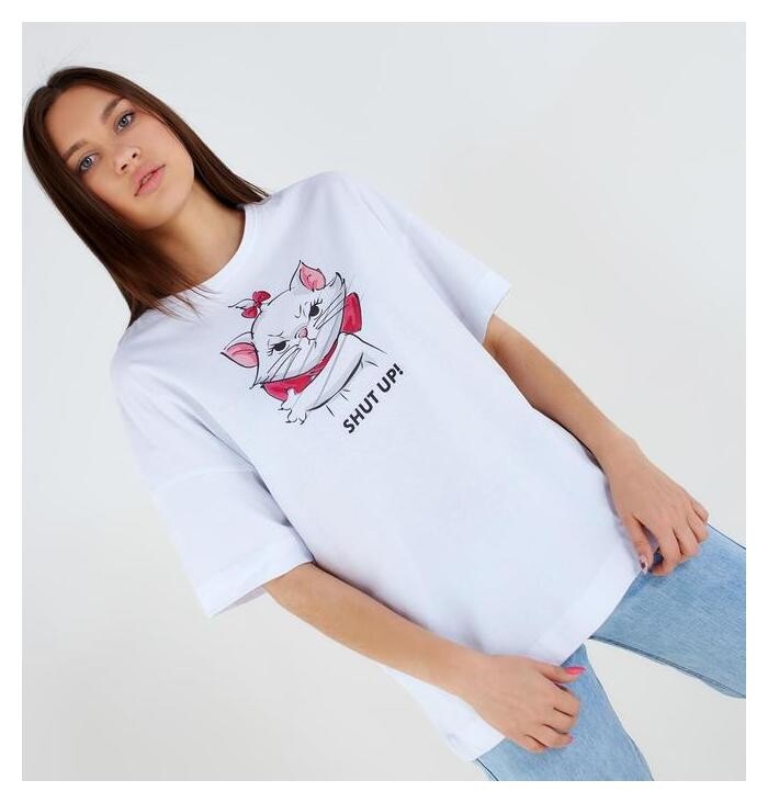 Футболка «Мари» коты аристократы Oversize, цвет белый 