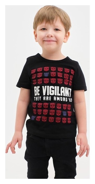 Футболка детская "Be Vigilant", Transformers, рост 86-92, чёрный  Kaftan