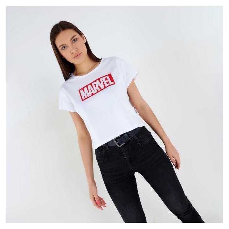 Футболка укороченная «Marvel» мстители, цвет белый  