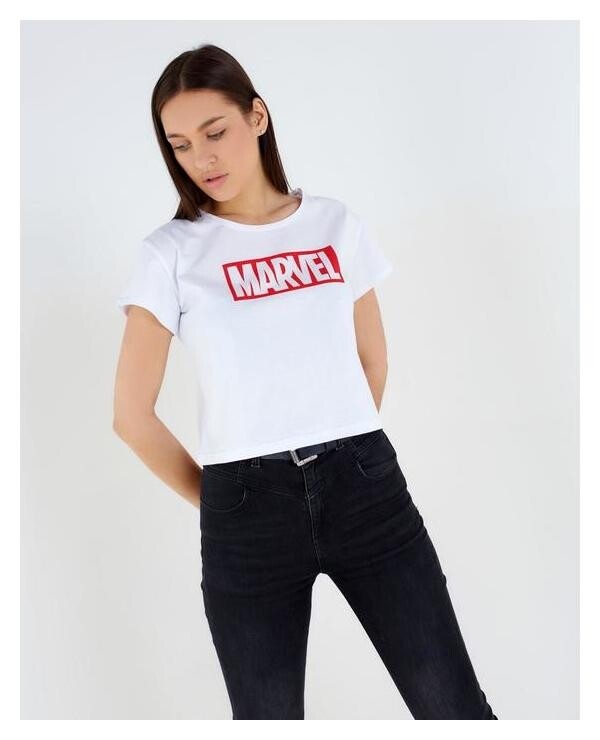 Футболка укороченная «Marvel» мстители, цвет белый  