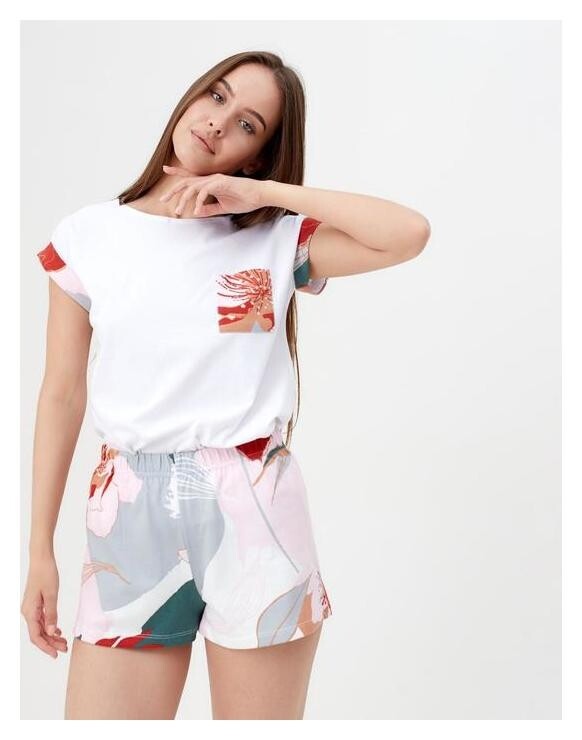 Футболка женская с карманом Kaftan "Цветы" р. 48-50 Kaftan