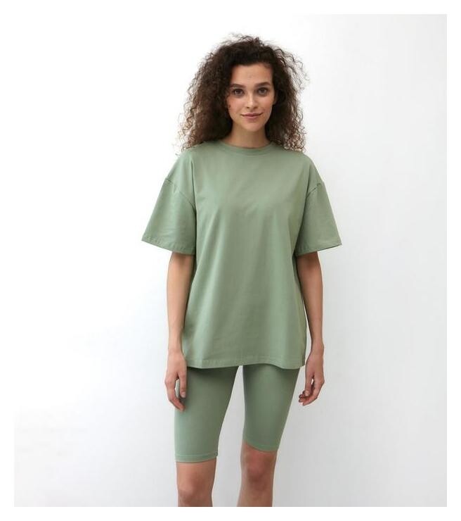 Футболка женская Minaku: оversize, цвет оливковый, р-р 52  Minaku