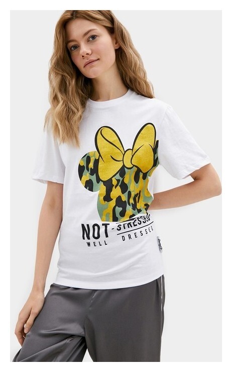 Футболка "Not Stressed" минни маус, белый  