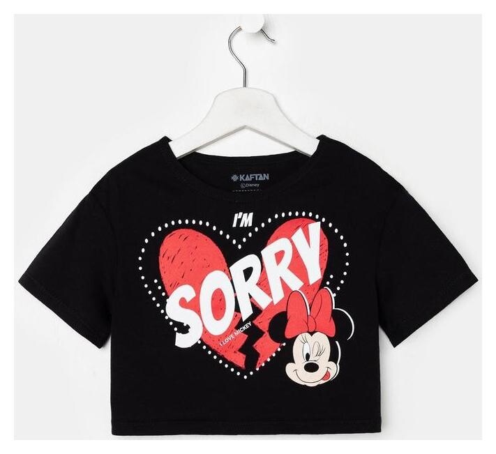 Футболка детская укороченная «Sorry» минни маус, цвет чёрный  Kaftan