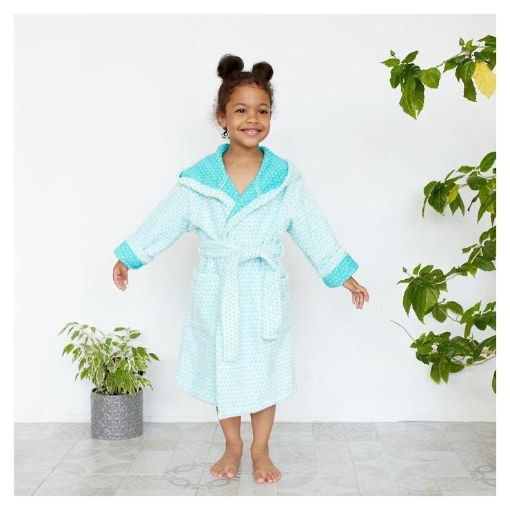 Халат махровый детский крошка Я «Крапинка» размер 30, цвет бирюзовый, 100% хлопок 360 г/м2  Крошка Я