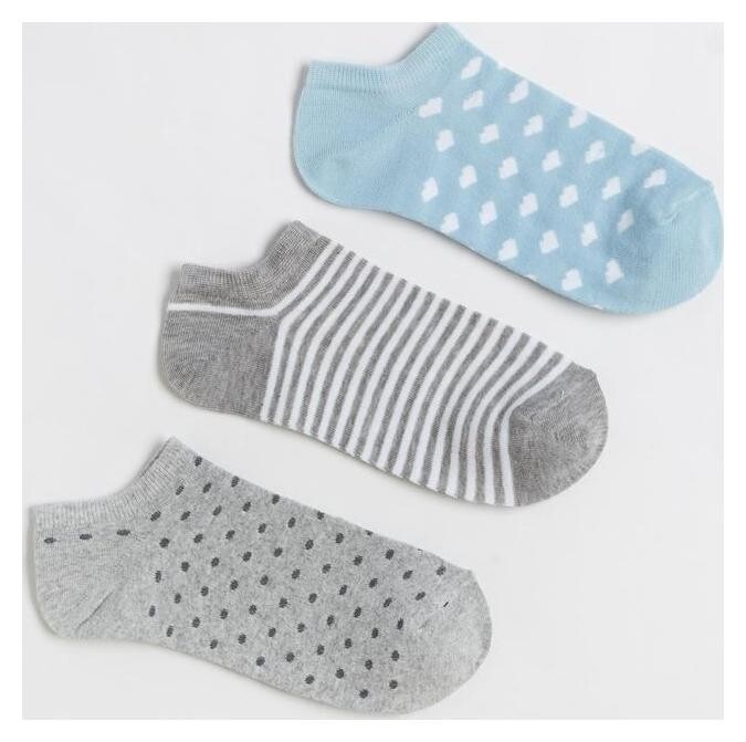 Набор носков женских (3 пары) Minaku цвет серый/голубой, размер 38-39 (25 см)  Minaku