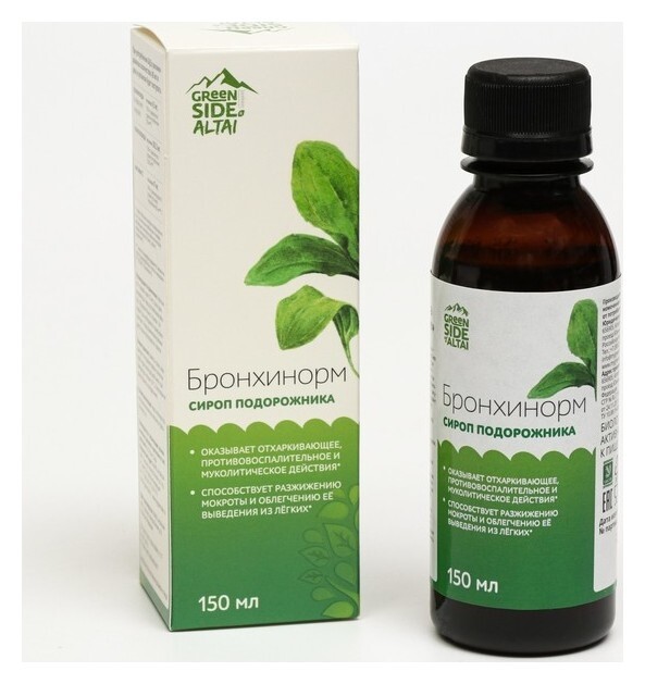 Сироп подорожника бронхинорм, 150 мл  Green Side