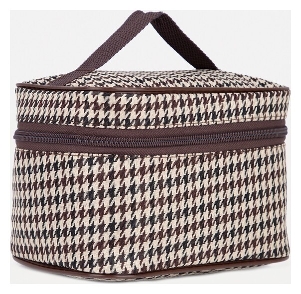 Косметичка на молнии, с подкладом, цвет коричневый/бежевый  Бако Текстиль