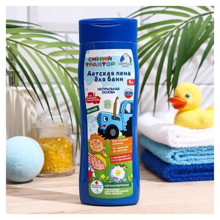 Детская пена для ванн "Синий трактор", с экстрактом ромашки, череды и лаванды  Mattel