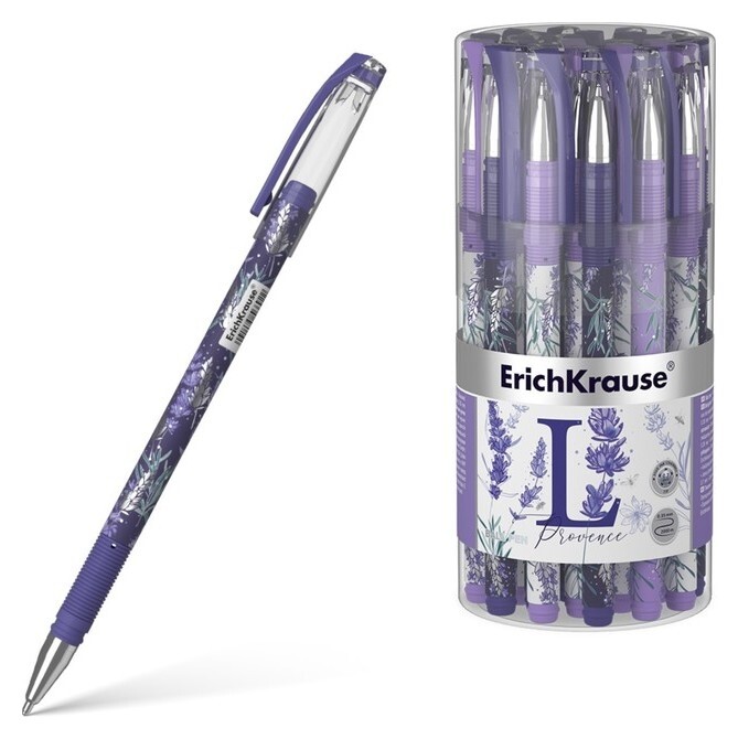 Ручка шариковая Erichkrause Lavender Stick, резиновый упор, узел 0.7 мм, чернила синие, длина линии письма 2000 метров  Erich krause