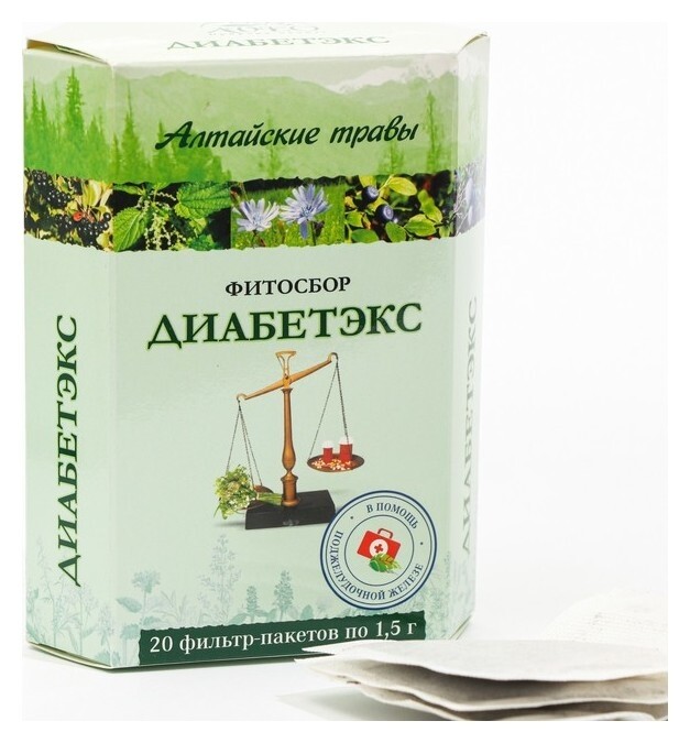 Фитосбор алтайские травы диабетэкс, 20 фильтр пакетов по 1.5 г  AVEO