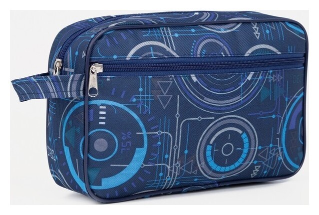 Косметичка на молнии, с подкладом, наружный карман, ручка, цвет синий  Бако Текстиль