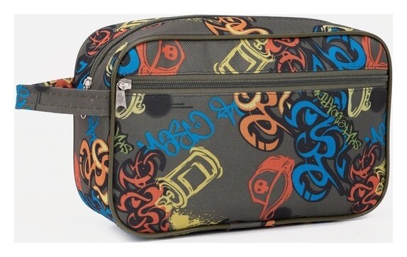 Косметичка на молнии, с подкладом, наружный карман, цвет серый  Бако Текстиль