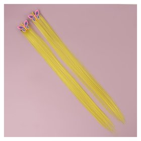 Набор накладных локонов «Бабочки», прямой волос, на заколке, 2 шт, 50 см, цвет жёлтый/ 
