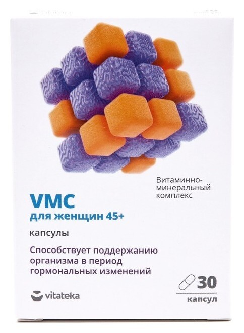 Витаминно-минеральный комплекс для женщин 45 + витатека Vmc, 30 капсул по 0.664 г Витатека
