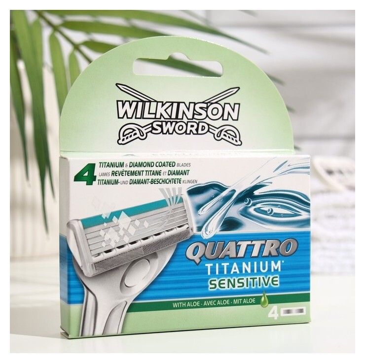 Сменные кассеты для бритья Wilkinson Sword Quattro Titanium Sensitive, 4 лезвия, 4 шт.  Wilkinson Sword