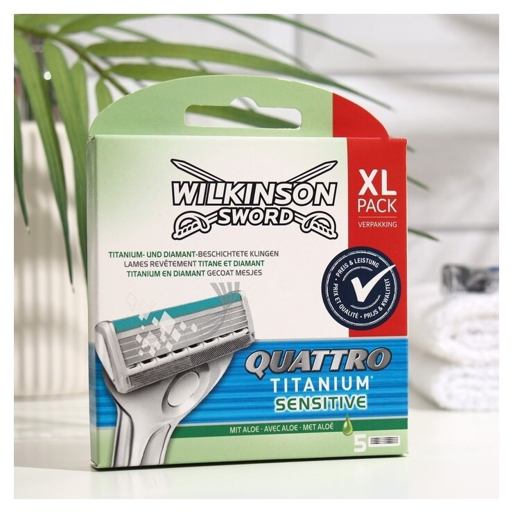 Сменные кассеты для бритья Wilkinson Sword Titanium Sensitive, 4 лезвия, 5 шт.  Wilkinson Sword