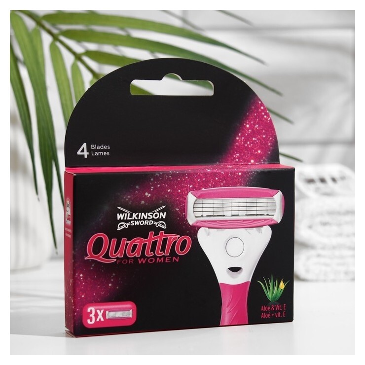 Сменные кассеты для бритья Wilkinson Sword Quattro For Women, 4 лезвия, 3 шт.  Wilkinson Sword