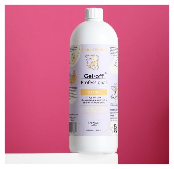 Средство для обезжиривания ногтей и снятия липкого слоя Cleaner "Соблазнительный банан", 1000 мл  Gel-off
