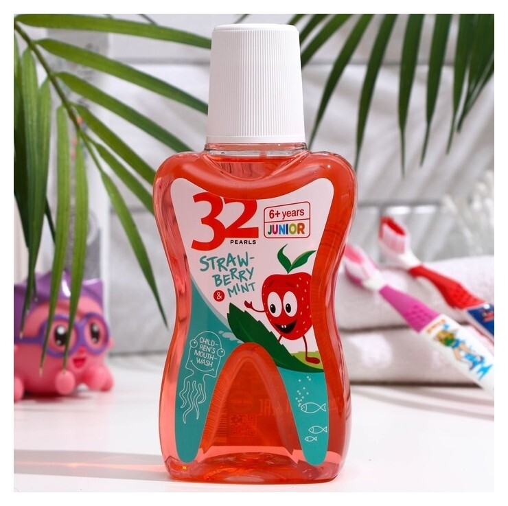 Ополаскиватель для полости рта "32 жемчужины", детский, с 6 лет, земляника и мята, 245 мл  Modum