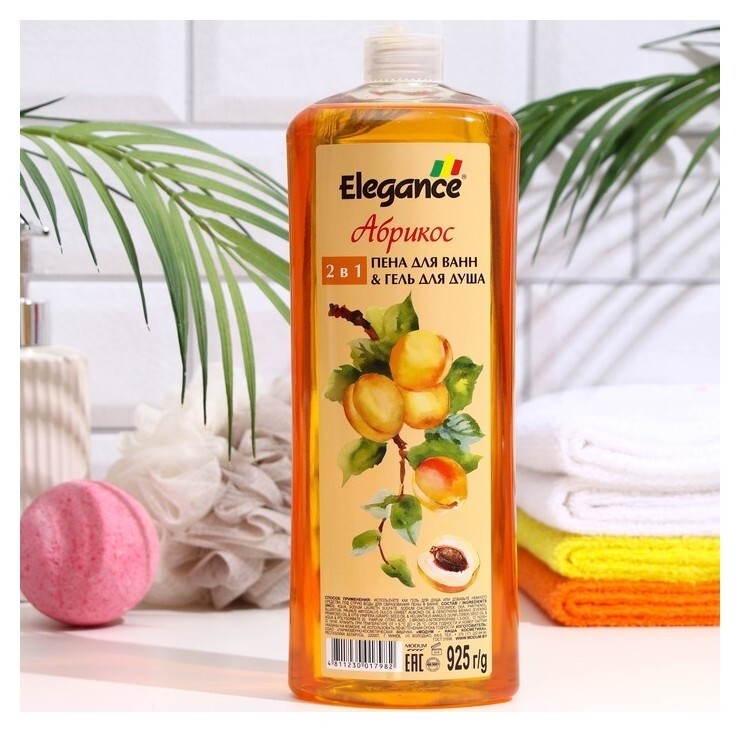 Пена для ванн и гель для душа Elegance 2 в 1 абрикос  Modum