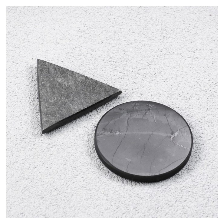 Карманные гармонизаторы, круг и треугольник, шунгит-талькохлорит, 3 см
