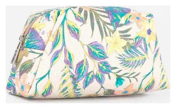 Косметичка на молнии, цвет бежевый/разноцветный  Золотой дождь