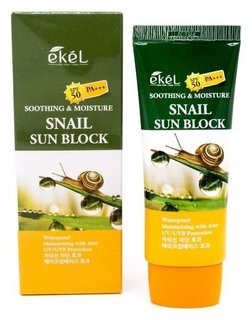 Солнцезащитный крем для лица и тела с улиточным муцином "Soothing & Moisture Snail Sun Block" SPF 50 PA+++ Ekel