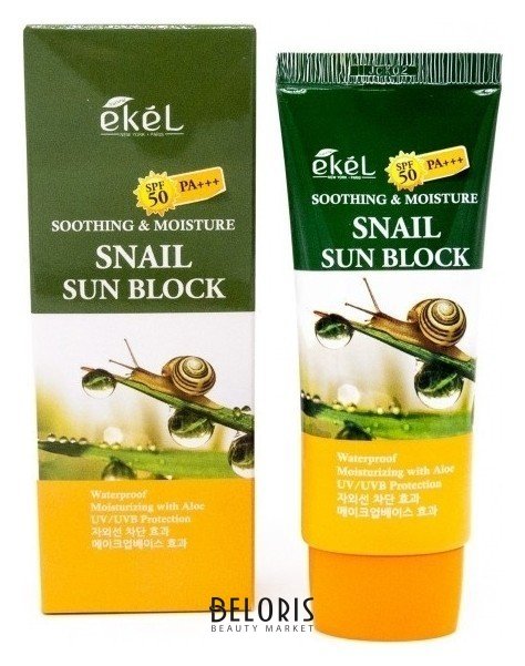 Солнцезащитный крем для лица и тела с улиточным муцином Soothing & Moisture Snail Sun Block SPF 50 PA+++ Ekel