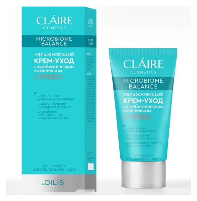 Увлажняющий крем-уход для сухой и чувствительной кожи лица Claire Cosmetics Microbiome Balance