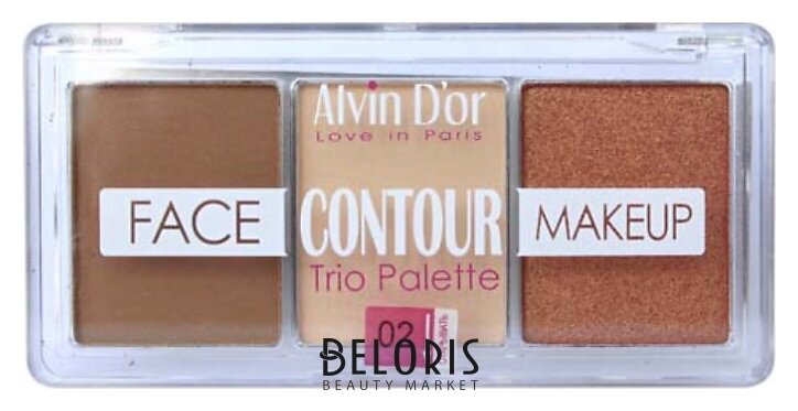 Палетка для скульптурирования лица 3х1 Контуринг+хайлайтер+румяна Alvin D’or