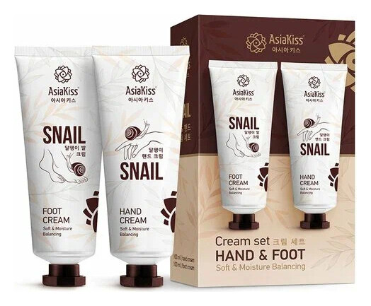 Набор кремов для рук и для ног с муцином улитки  AsiaKiss