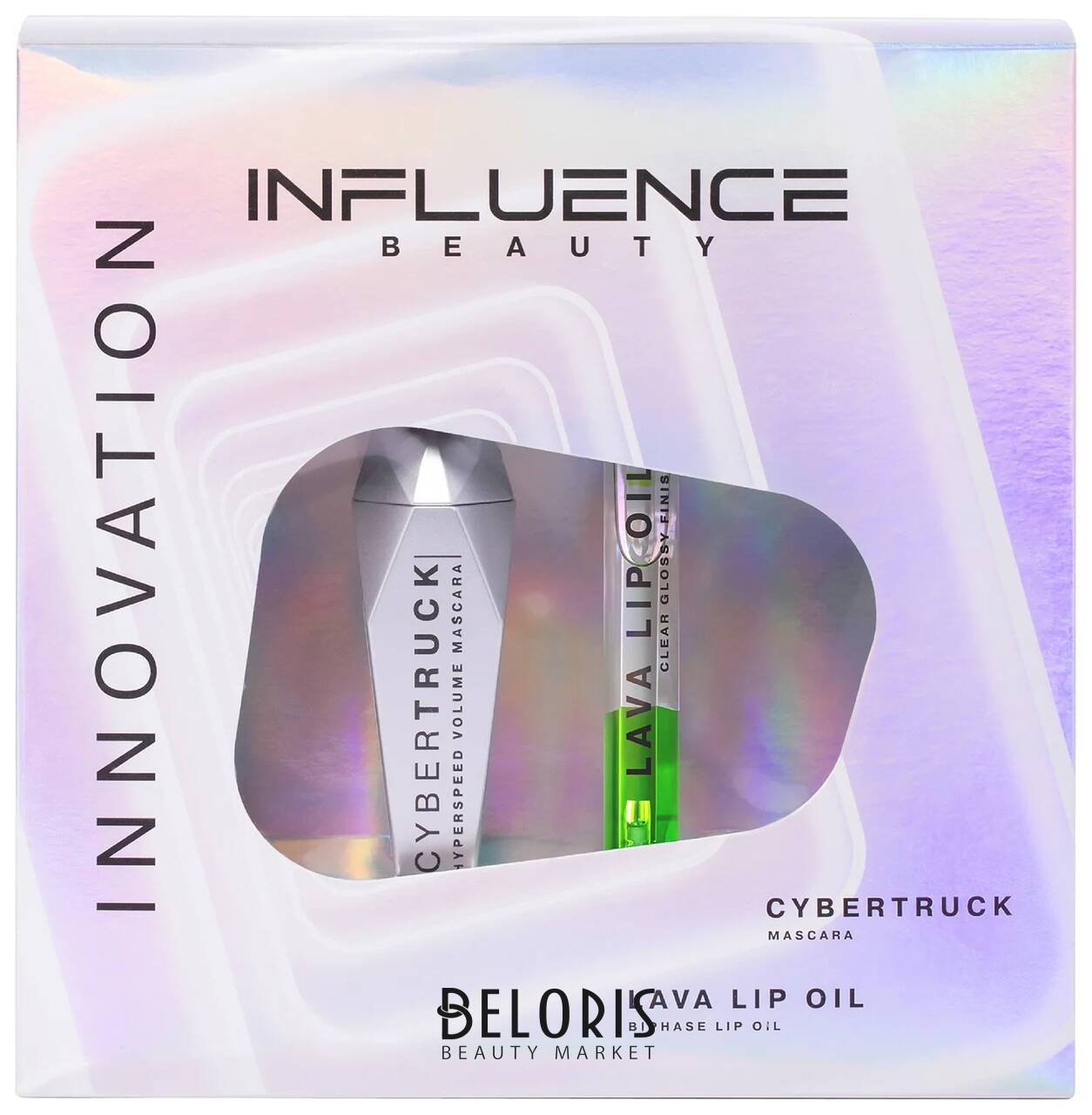 Набор подарочный Тушь Cybertruck + двухфазное масло для губ Lava Lip Oil Тон 4 Influence Beauty