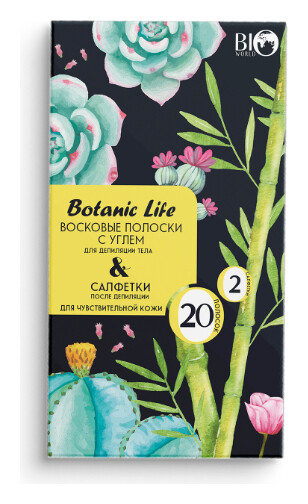 Набор восковых полосок с углем для депиляции тела Botanic Life Botanic Life   Bio World