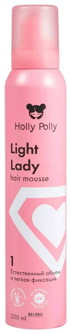 Мусс для волос Holly Polly Light Lady естественный объем и легкая фиксация Holly Polly