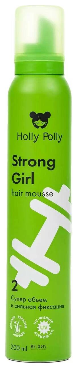 Мусс для волос Strong Girl супер объем и сильная фиксация Holly Polly