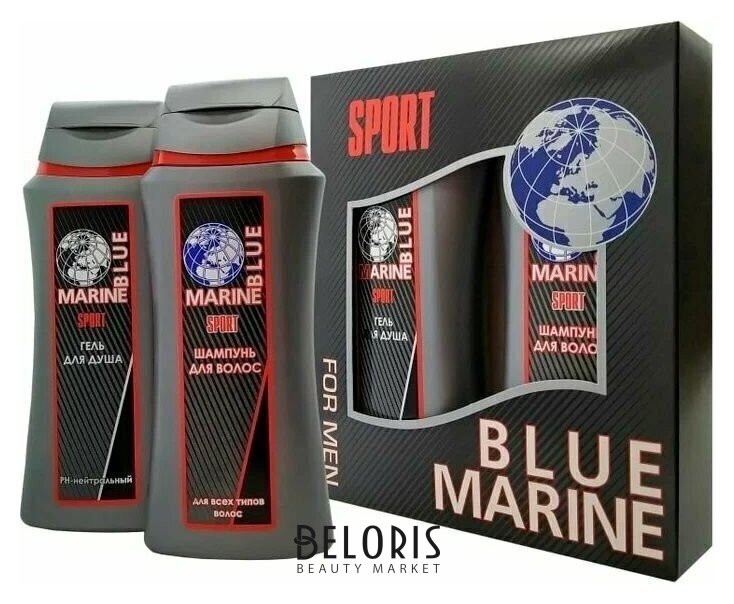 Подарочный набор для мужчин Blue Marine Sport mini Шампунь 250 мл + Гель для душа 250 мл Festiva Blue Marine