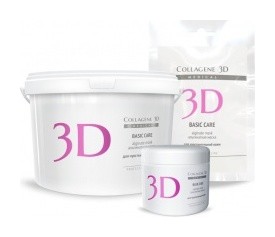 Альгинатная маска для лица и тела Basic Care с розовой глиной Medical Collagene 3D