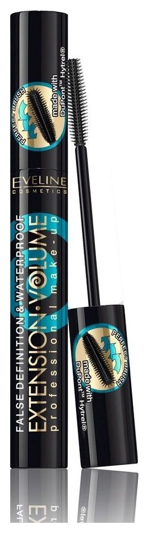 Тушь для ресниц водостойкая Extension Volume Professional  Eveline Cosmetics