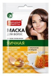 Яичная маска для волос с молоком и медом "Увлажнение и питание" Фитокосметик