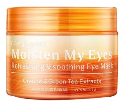 Тканевые локальные освежающие и успокаивающие маски для глаз с апельсином и экстрактом зелёного чая отзывы